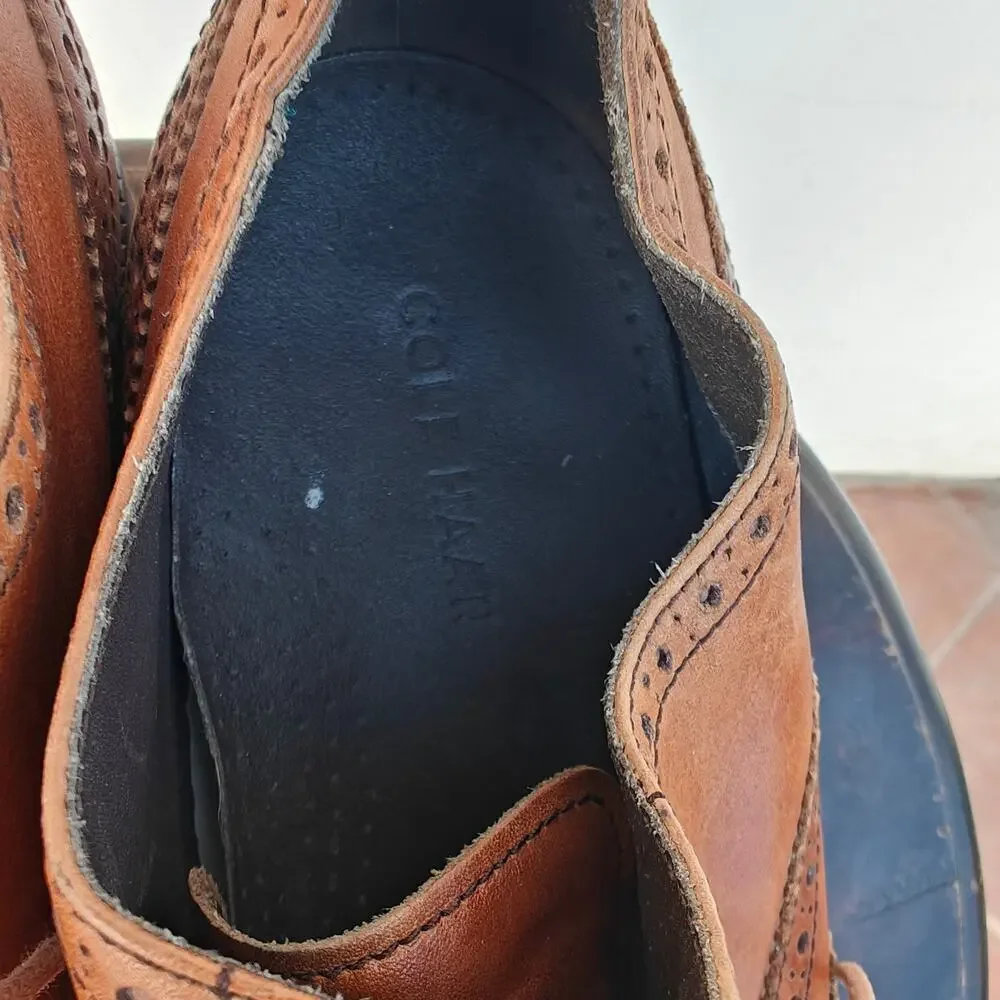 Cole Haan Brown Leather Wingtip Oxford Dress Shoes Mens Lace Up Size 10 1/2